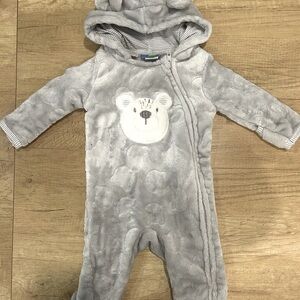 Gray Bear Hooded Kids One Piece